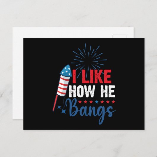 Ich mag, wie er Bangs Patriotic 4. Juli Paar Postkarte (Vorne/Hinten)