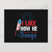 Ich mag, wie er Bangs Patriotic 4. Juli Paar Postkarte (Vorderseite)