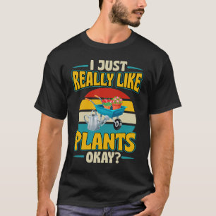 Ich mag wirklich Pflanze im Retro-Vintagen Stil T-Shirt