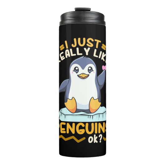 Ich mag wirklich Pinguine Thermosbecher (Vorderseite)