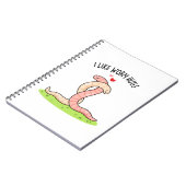 Ich mag Wurmhugs Funny Warm Worm Puff Notizblock (Linke Seite)