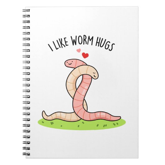 Ich mag Wurmhugs Funny Warm Worm Puff Notizblock (Vorderseite)