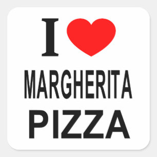 Ich ❤️ MARGHERITA PIZZA ICH LIEBE MARGHERITA PIZZA Quadratischer Aufkleber