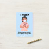 Ich maskiere, weil wir alle... post-it klebezettel (Auf Schreibtisch)