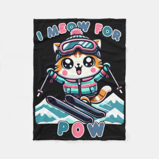 Ich meine für Pow Funny Kawaii Cat Skifahren Coole Fleecedecke