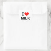 ICH ❤️ MILCH I LIEBE MILCH I HERZMILCH QUADRATISCHER AUFKLEBER (Tasche)