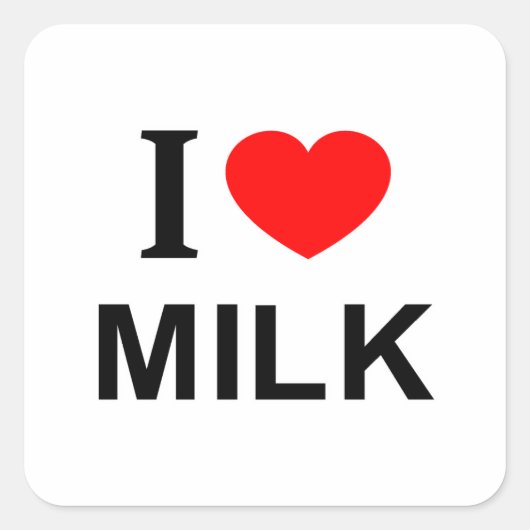 ICH ❤️ MILCH I LIEBE MILCH I HERZMILCH QUADRATISCHER AUFKLEBER (Vorderseite)