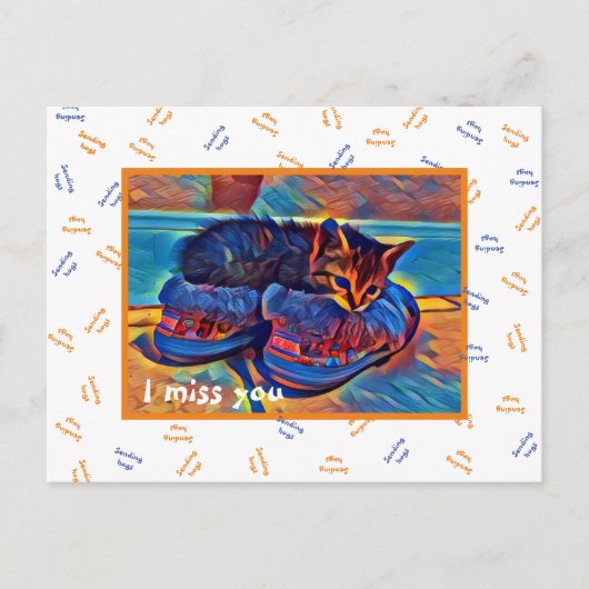 ICH MISS DICH, "Hugs zu schicken" Postkarte (Vorderseite)