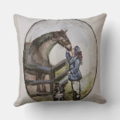 Ich mit Baby Racehorse Mare Jamie Kissen (Rückseite)