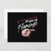 Ich mit Flamingo Halloween Matching Couple Costume Ankündigungspostkarte (Vorne/Hinten)