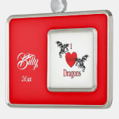 Ich möchte den Namen und das Datum von Dragons Rahmen-Ornament Silber (Links)