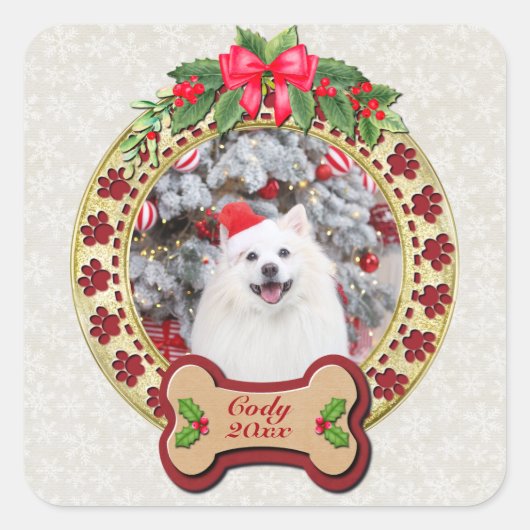 Ich möchte dir ein fröhliches Personalisiertes Hun Quadratischer Aufkleber (Vorderseite)