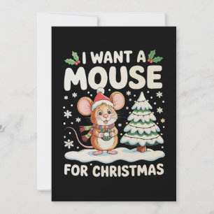 Ich möchte eine Maus zu Weihnachten Santa Hut Schn