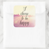 Ich möchte glücklich sein quadratischer aufkleber (Tasche)