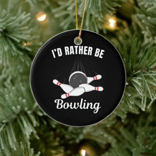 Ich möchte lieber Bowling sein Keramik Ornament (Baum)