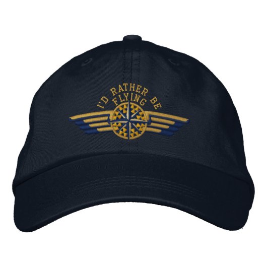 Ich möchte lieber Compass Pilot Wings fliegen Bestickte Baseballkappe (Vorderseite)