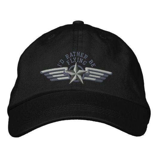 Ich möchte lieber Star Abzeichen Pilot Wings flieg Bestickte Kappe (Vorderseite)