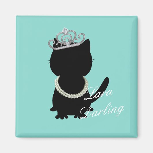 Ich möchte meine Tiara Cat Aquamarin Party Dusche  Magnet (Vorne)