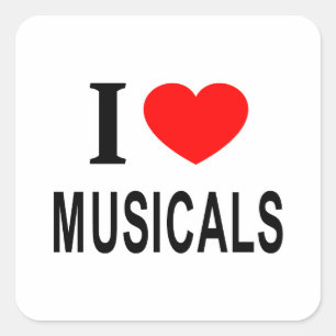 Ich ❤️ MUSICALS ICH LIEBE MUSICALS ICH HERZ MUSICA Quadratischer Aufkleber