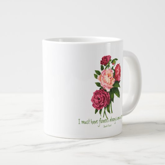 Ich muss Blume haben Claude Monet Zitat Peony Art Jumbo-Tasse (Vorderseite Rechts)