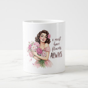 Ich muss immer Blumen haben Garten Wortspiel Kaf Jumbo-Tasse