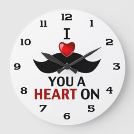 Ich Mustache dir ein Herz Große Wanduhr