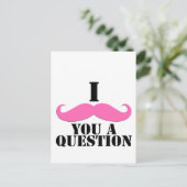 Ich Mustache Ihnen eine Frage Pink Mustache Postkarte (Stehend Vorderseite)