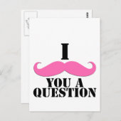 Ich Mustache Ihnen eine Frage Pink Mustache Postkarte (Vorne/Hinten)