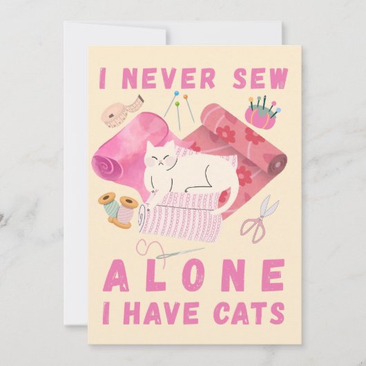 Ich nähe nie allein, ich habe Katzen - Eine Katzen Feiertagskarte (Vorderseite)