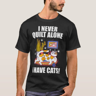 Ich nähe nie allein Lustiger Katzenliebhaber Quilt T-Shirt