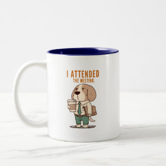 Ich nahm am Meeting teil, ohne mit der Wimper zu z Zweifarbige Tasse