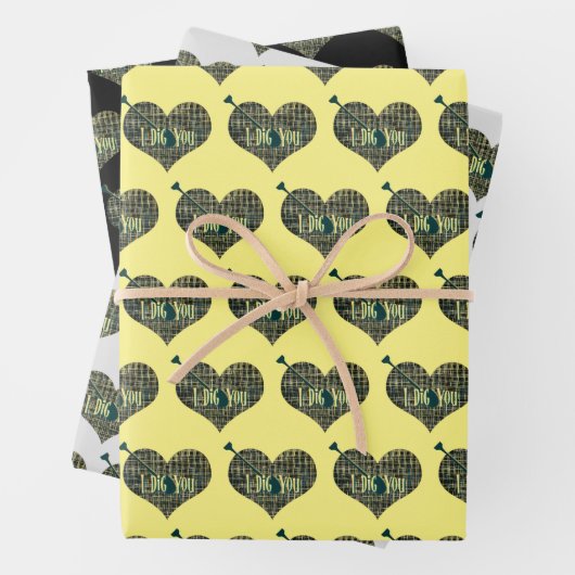 Ich nehme dir gelbe blaue Herzform Geschenkpapier Set (Beispiel)