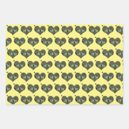 Ich nehme dir gelbe blaue Herzform Geschenkpapier Set