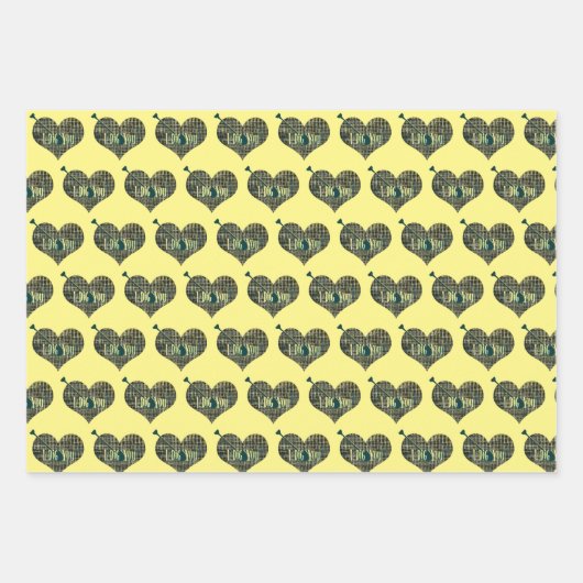 Ich nehme dir gelbe blaue Herzform Geschenkpapier Set (Vorderseite)