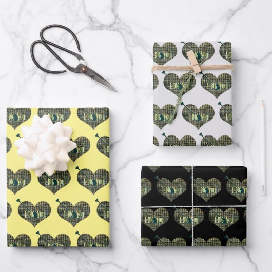 Ich nehme dir gelbe blaue Herzform Geschenkpapier Set (Vorderseite)