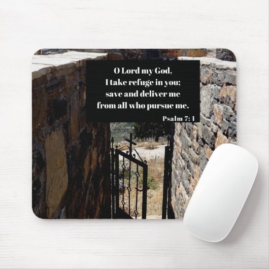 Ich nehme Zuflucht in Gottes Bibelverse Psalm 7:1 Mousepad (Mit Mouse)