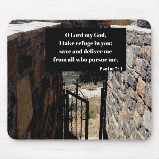 Ich nehme Zuflucht in Gottes Bibelverse Psalm 7:1 Mousepad (Vorne)