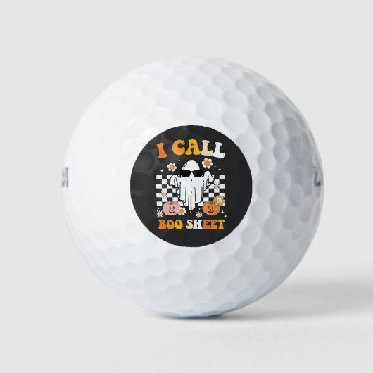 Ich nenne Bootblatt Halloween Retro Ghost Golfball (Vorderseite)
