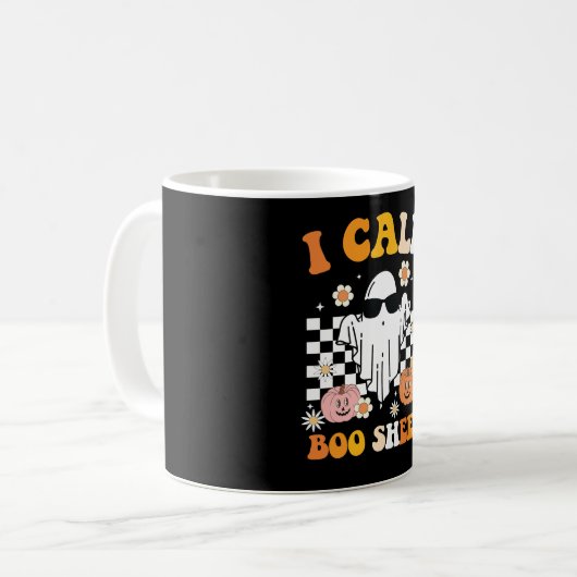 Ich nenne Bootblatt Halloween Retro Ghost Kaffeetasse (Vorderseite Links)