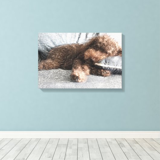 Ich ❤️ Nickerchen Poodle Leinwanddruck (Insitu (Holzboden))