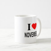 ICH ❤️ NOVEMBER I LIEBE NOVEMBER ICH HERZ NOVEMBER KAFFEETASSE (VorderseiteRechts)