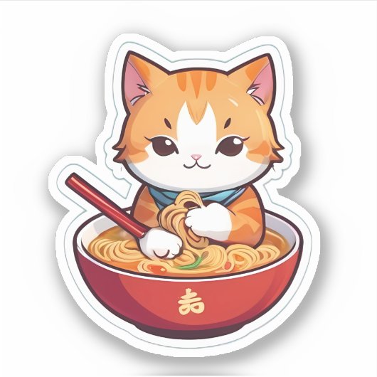 Ich nur wirklich Liebe Ramen Cat Aufkleber (Vorderseite)