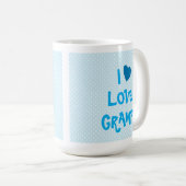 Ich (oder WIR) liebe Opa mit blauem Herzen Kaffeetasse (VorderseiteRechts)