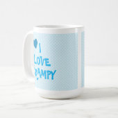 Ich (oder WIR) liebe Opa mit blauem Herzen Kaffeetasse (Vorderseite Links)
