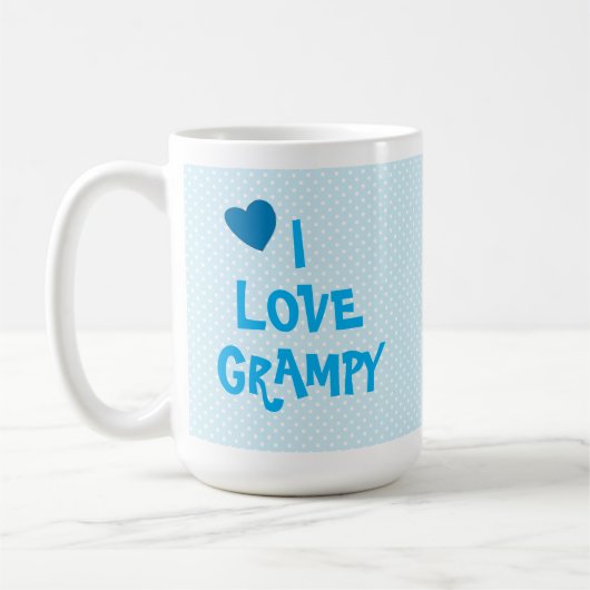 Ich (oder WIR) liebe Opa mit blauem Herzen Kaffeetasse (Links)