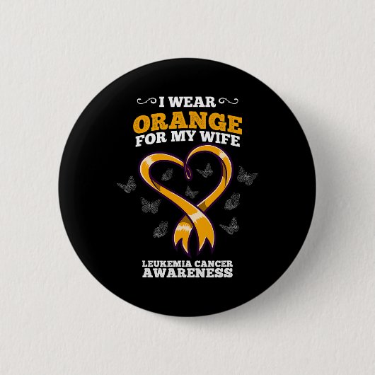 ich Orange Ehefrau Leukämie Krebs Bewusstsein Blut Button (Vorderseite)