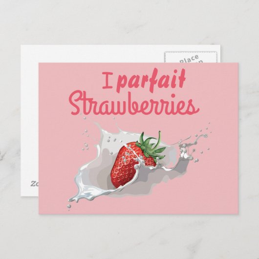 Ich "Parfait" Erdbeeren Funny Zitat Postkarte (Vorne/Hinten)