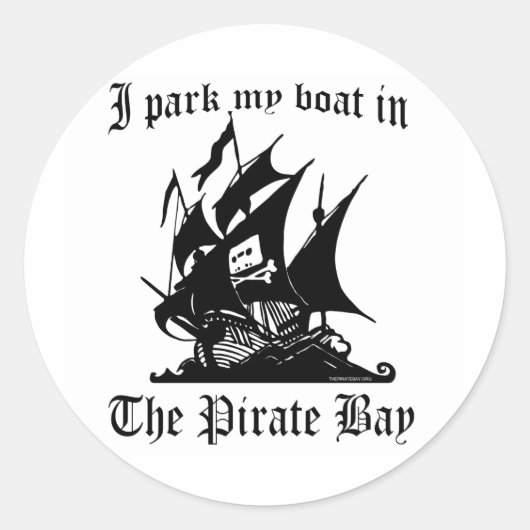 Ich parke mein Boot in der Pirate Bay Runder Aufkleber (Vorderseite)