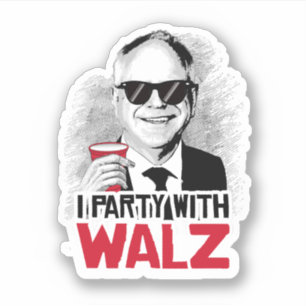Ich Party mit Tim Walz Aufkleber