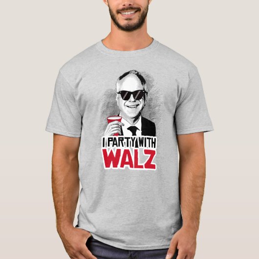 Ich Party mit Tim Walz T-Shirt (Vorderseite)